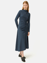 Crinkle Ruched Jersey Dress | Blue