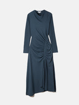 Crinkle Ruched Jersey Dress | Blue
