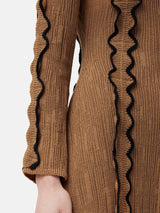 Scallop Trim Knitted Dress | Brown