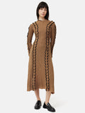 Scallop Trim Knitted Dress | Brown