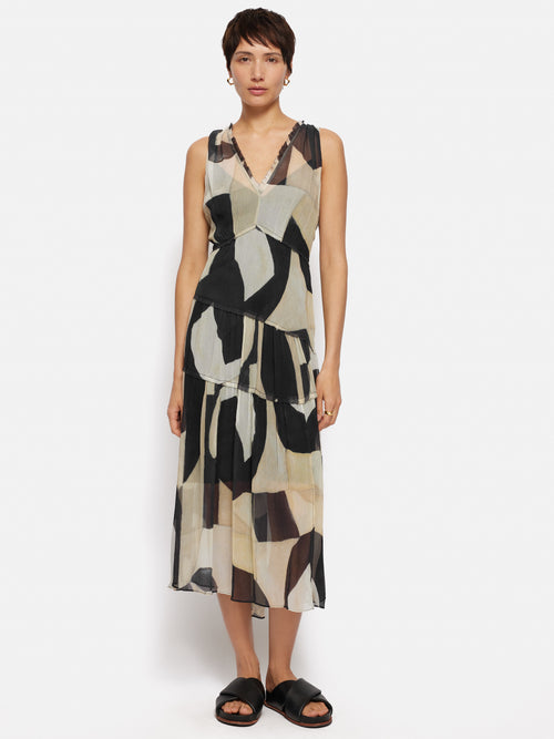 Abstract Sleeveless Dress | Monochrome