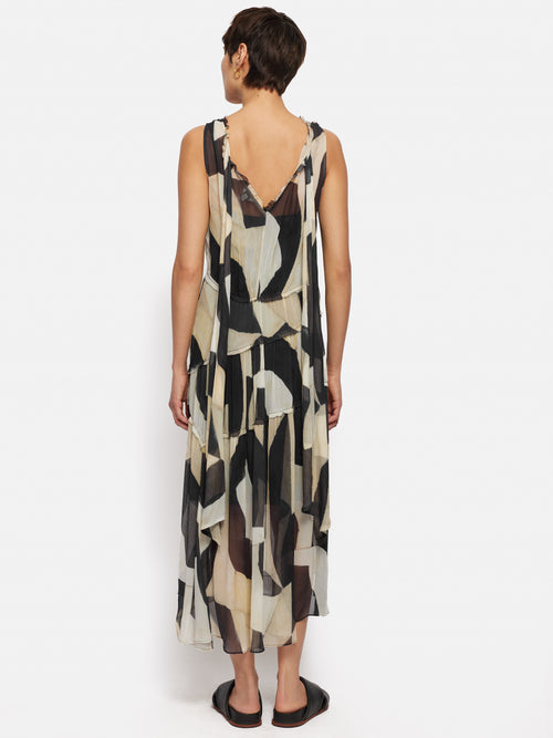 Abstract Sleeveless Dress | Monochrome