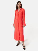 Japanese Crepe Shirt Dress | Coral