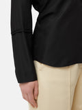 Silk Habotai Long Sleeve Top | Black