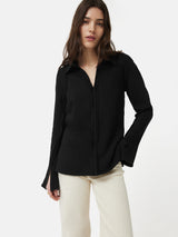 Japanese Crepe Seamed Shirt | Black