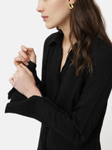 Japanese Crepe Seamed Shirt | Black