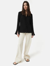 Japanese Crepe Seamed Shirt | Black