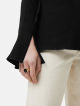 Japanese Crepe Seamed Shirt | Black