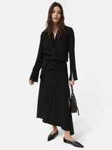 Japanese Crepe Seamed Shirt | Black