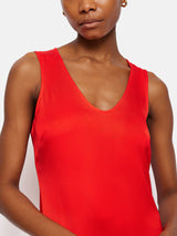 Sleeveless Asymmetric Dress | Red