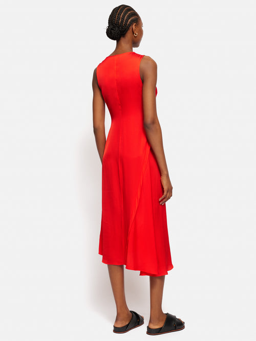 Sleeveless Asymmetric Dress | Red