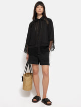 Scallop Trim Shirt | Black