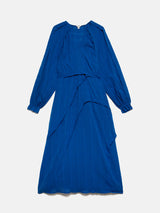 Textured Cotton Belted Dress | Blue