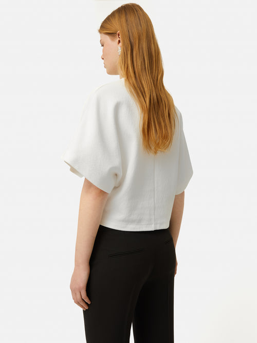Textured Jersey Top | White