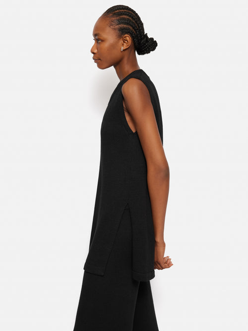 Linen Cotton Knitted Tunic | Black