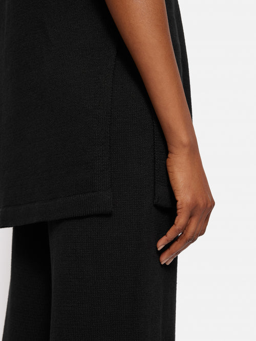 Linen Cotton Knitted Tunic | Black