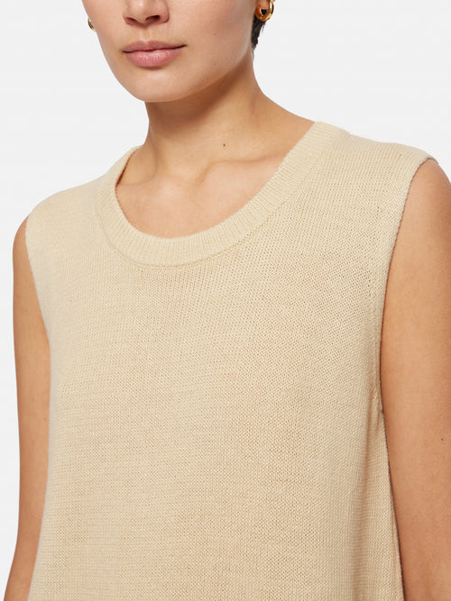 Linen Cotton Knitted Tunic | Cream