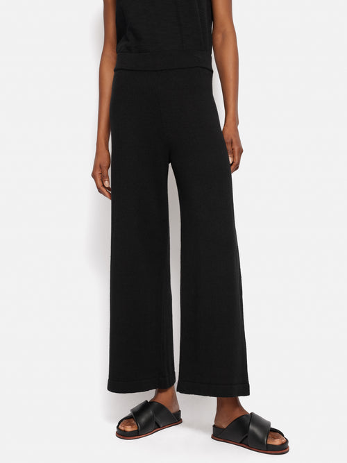 Linen Cotton Knitted Trouser | Black