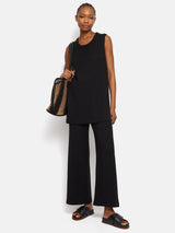 Linen Cotton Knitted Trouser | Black