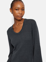 Linen Cotton Knitted Dress | Navy