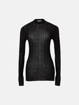 Irregular Plisse Crew Top | Black