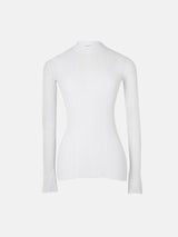 Irregular Plisse Crew Top | White