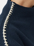 Blanket Stitch Poncho | Navy