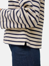 Cotton Stripe Sweatshirt | Navy