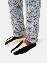 Shearling Striped Slipper | Monochrome