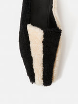 Shearling Striped Slipper | Monochrome
