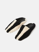 Shearling Striped Slipper | Monochrome