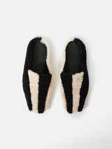 Shearling Striped Slipper | Monochrome