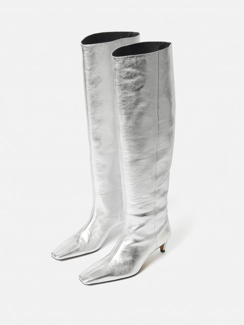 Bobby Knee High Boot | Silver