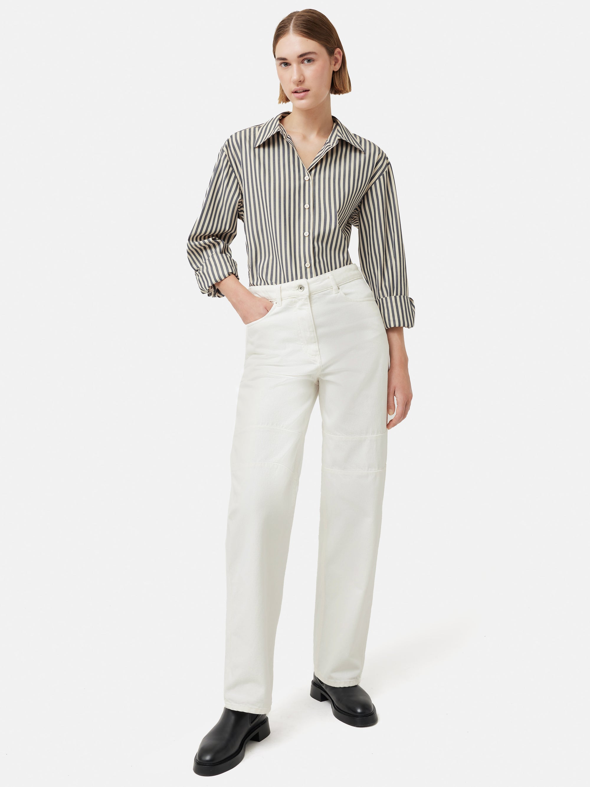 3000~CC COLLECTION Pinstriped Popeline Cotton Shirt main image 1