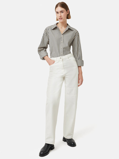 Cotton Poplin Stripe Shirt | Cream – Jigsaw