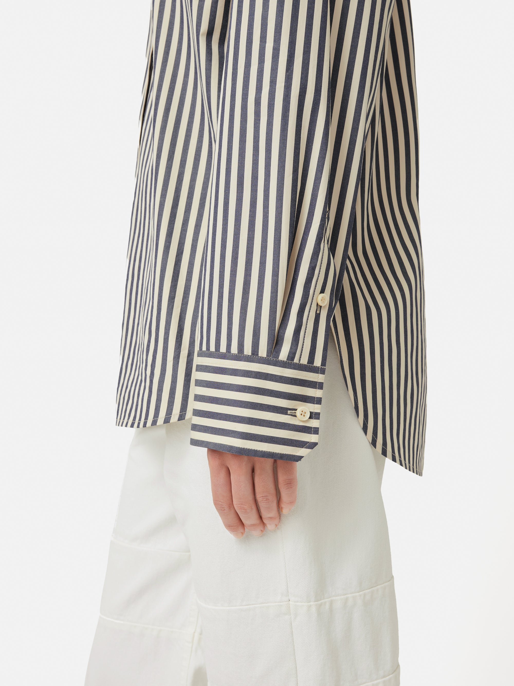 Cotton Poplin Stripe Shirt | Ink – Jigsaw