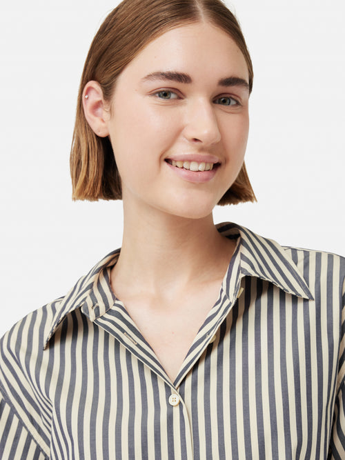 Cotton Poplin Stripe Shirt | Cream