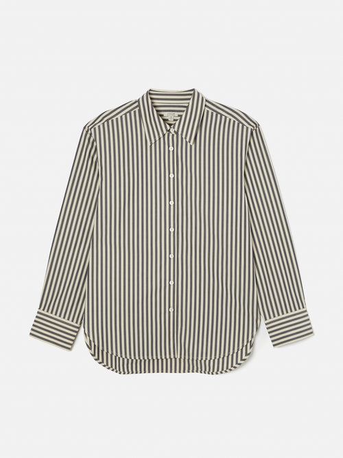 Cotton Poplin Stripe Shirt | Cream