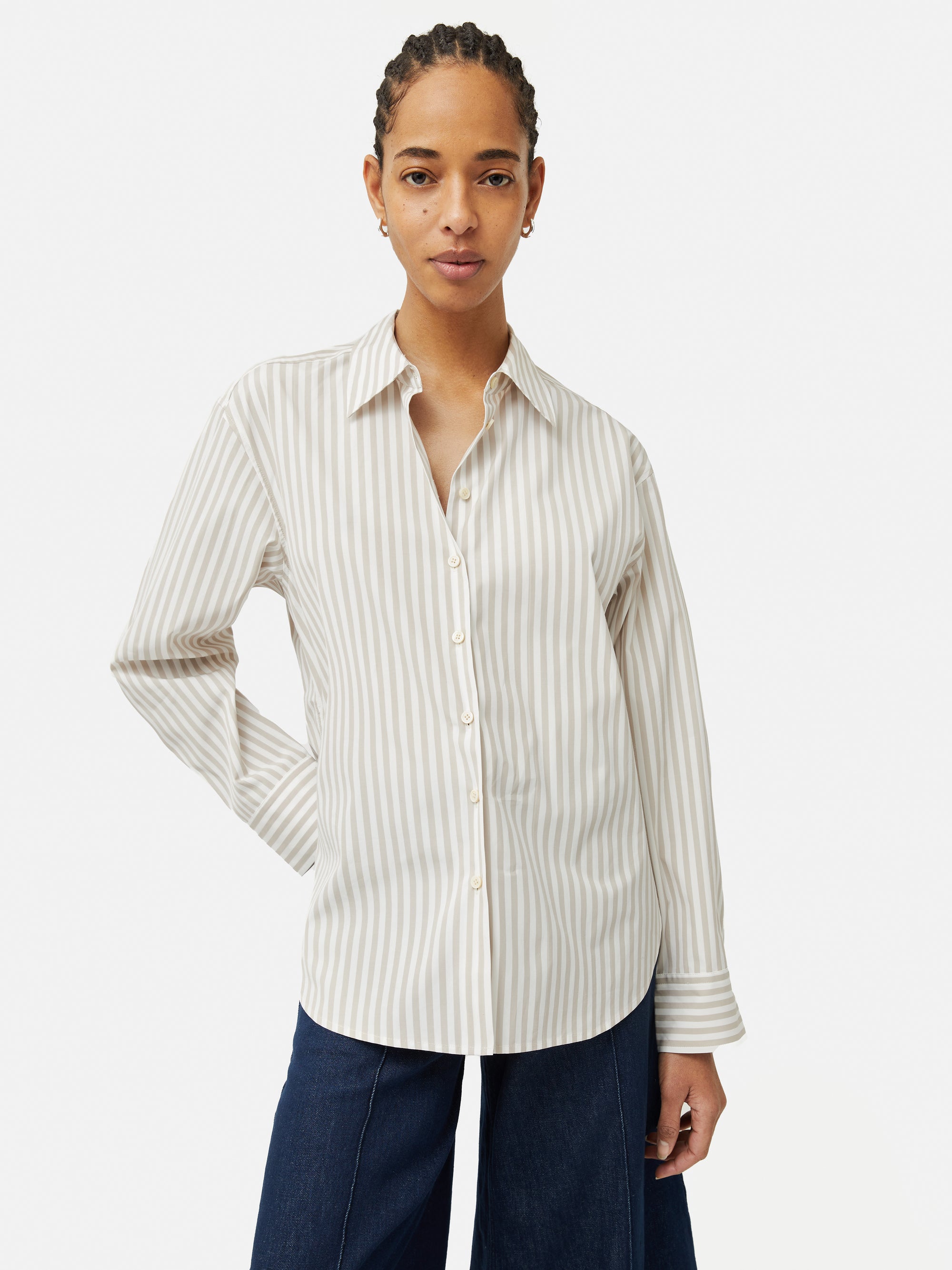 Women Yellow Stripes Poplin Regular Shirt