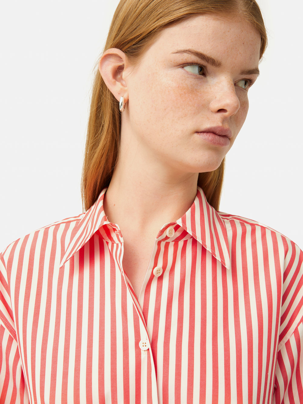 Cotton Stripe Poplin With 3D Rose Shirt