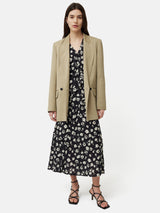jigsaw cotton floral belted dress JIGSAW Sheer Floral Print Crinkle Midi Dress