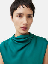 Satin Cowl Neck Top | Green