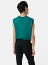 Satin Cowl Neck Top | Green