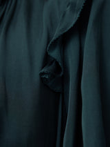 Recycled Satin Ruffle Top | Blue