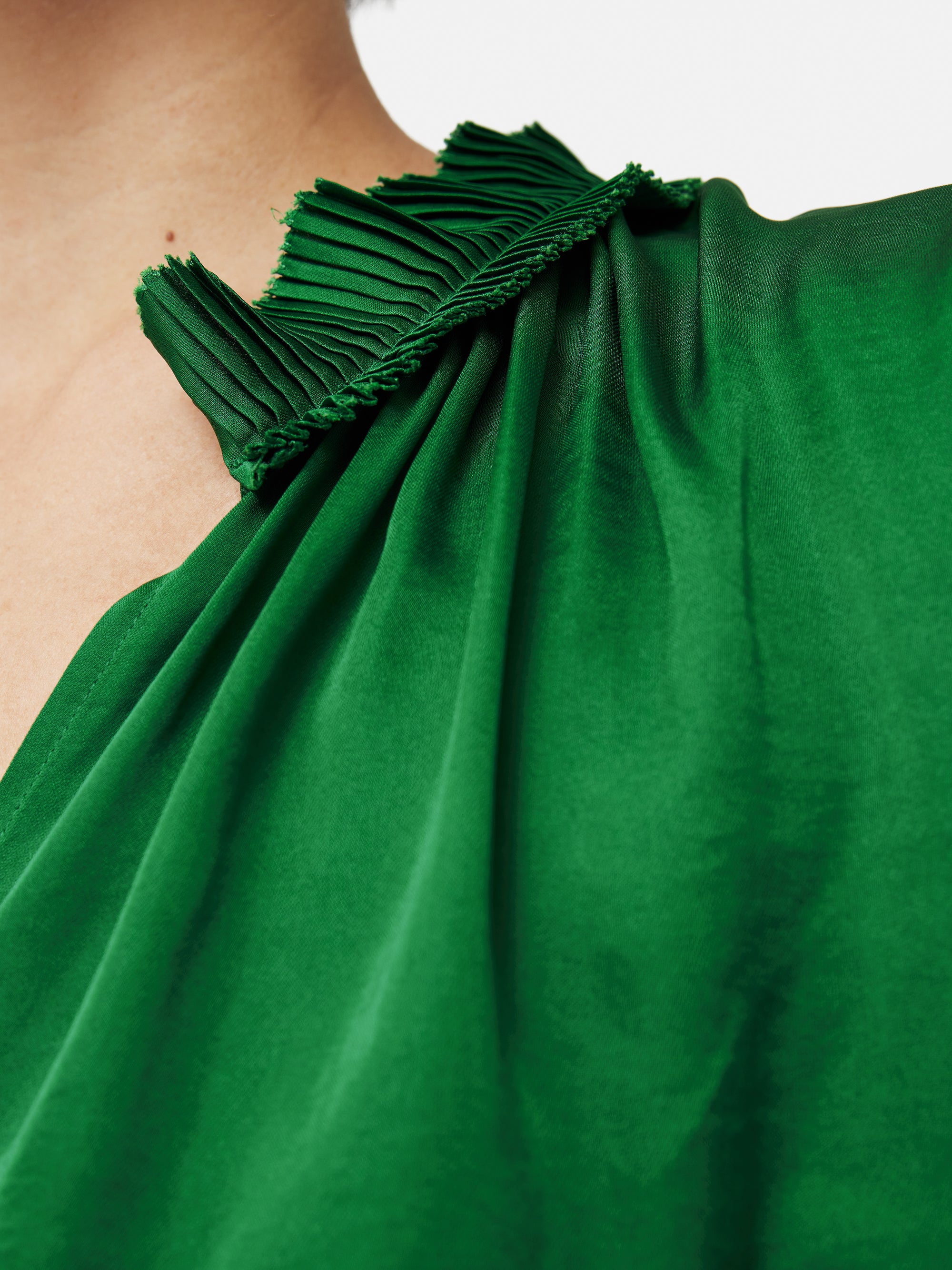 Thee Pleated Satin Ruffle Top main image 0