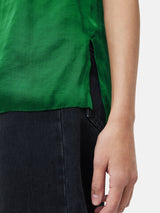 Recycled Satin Ruffle Top | Green