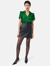 Recycled Satin Ruffle Top | Green