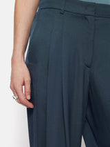 Satin Pleat Trouser | Blue
