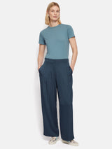 Satin Pleat Trouser | Blue