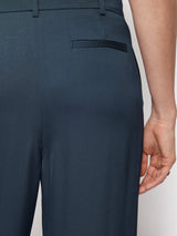 Satin Pleat Trouser | Blue